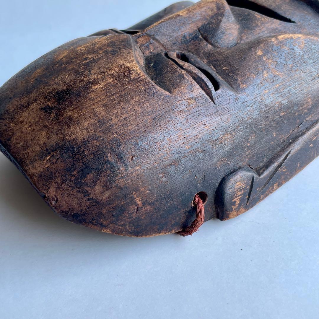 【詳細不明だが古そう】能面 お面 マスク 木彫 彫刻 骨董 古美術