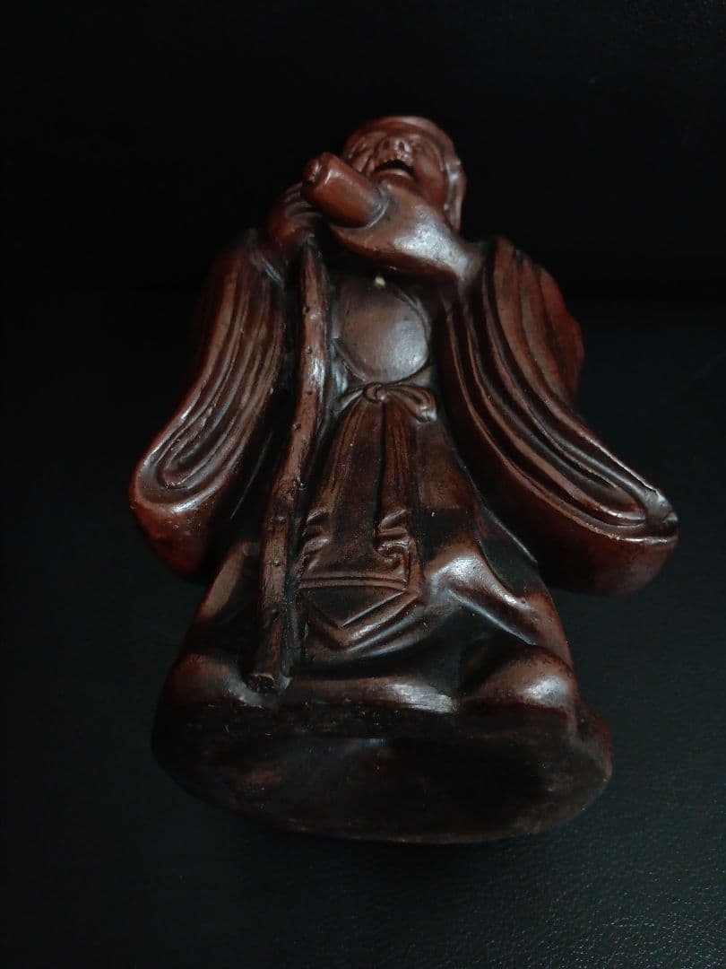 【大型 26cm】備前焼 七福神 寿老人 陶器 置物 縁起物 骨董品