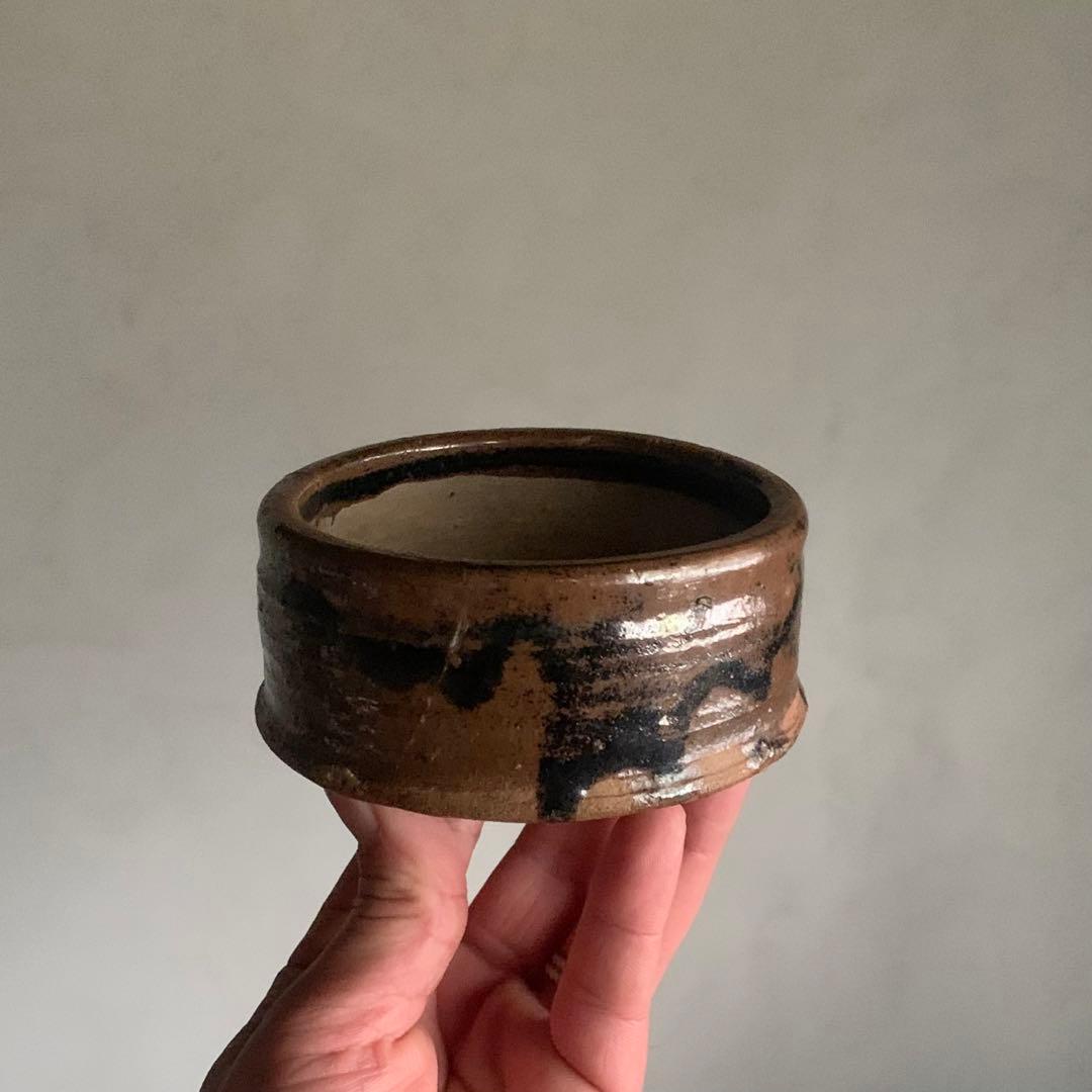 鉄釉 半筒 茶碗 野香炉 古美術 古道具 アンティーク