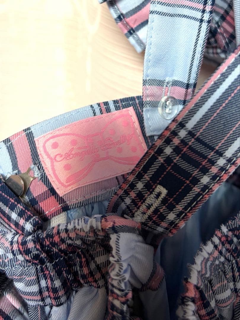 Angelicpretty　Heart胸あて付スカート　タータン　サックス