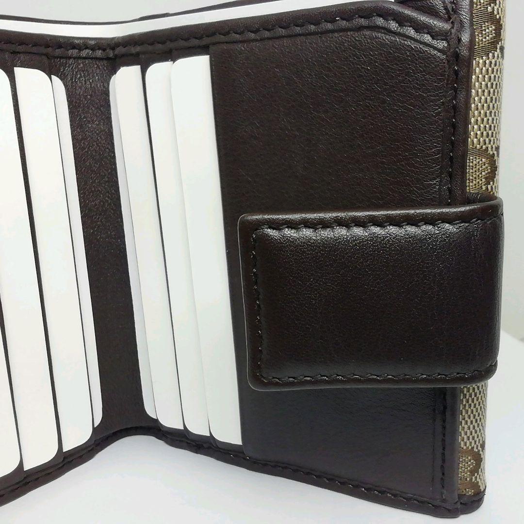 GUCCI　グッチ　GGキャンバス　ブラウン　Wホックタイプ　保存袋・付属品