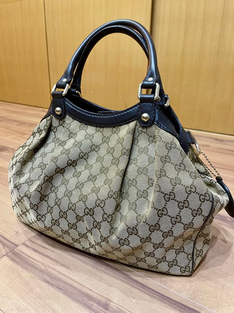GUCCI グッチ スーキー ハンドバッグ キャンバスレザーGGモノグラム