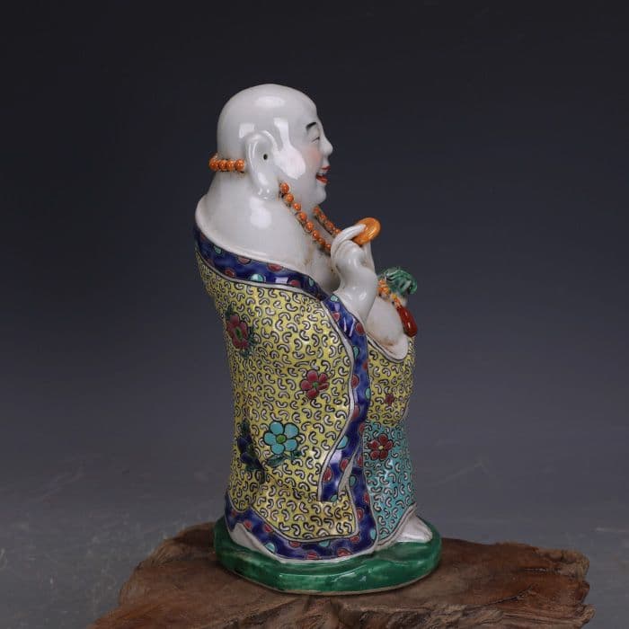 パステル彫刻磁器布袋羅漢仏像 装飾品 工艺品 美術品 置物