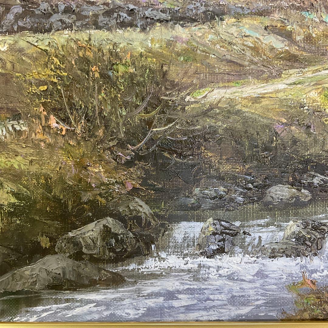 関健造作　「山村清流」　F10号　油絵