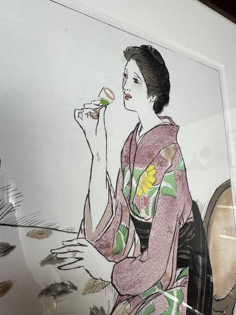 竹久夢二　青い酒　版画　リトグラフ　アート　58×47cm