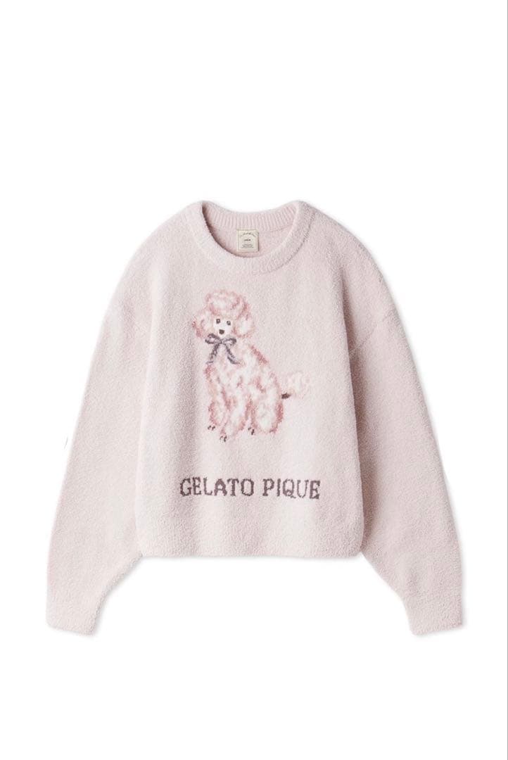 ジェラートピケ　プードル柄ジャガードプルオーバー&ベビモコロングパンツ