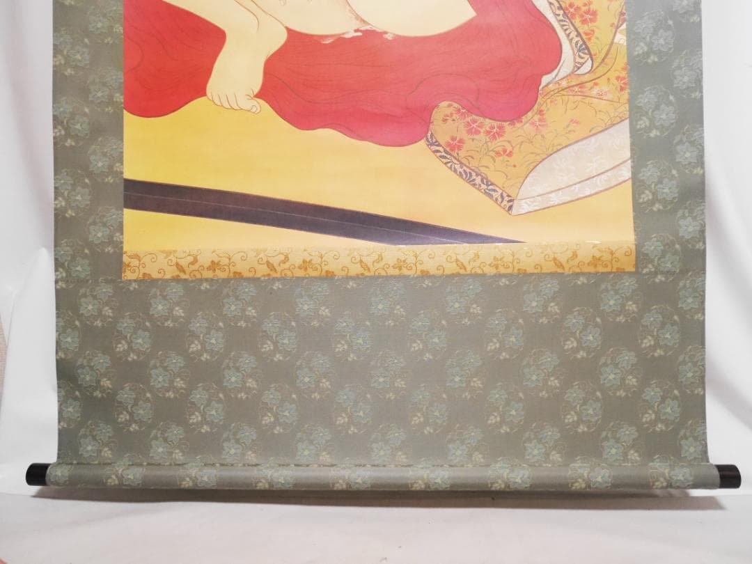 伝・葛飾北斎筆【春草図】春画◆複製工芸画　日本画　浮世絵　美人画　掛軸