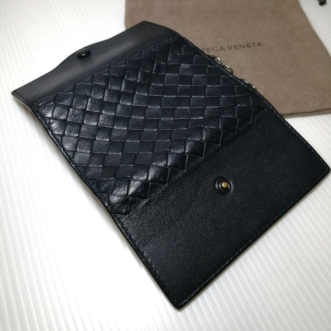 ◆ボッテガヴェネタ◆高級 キーケース レザー 極美品 ネイビー イントレチャート
