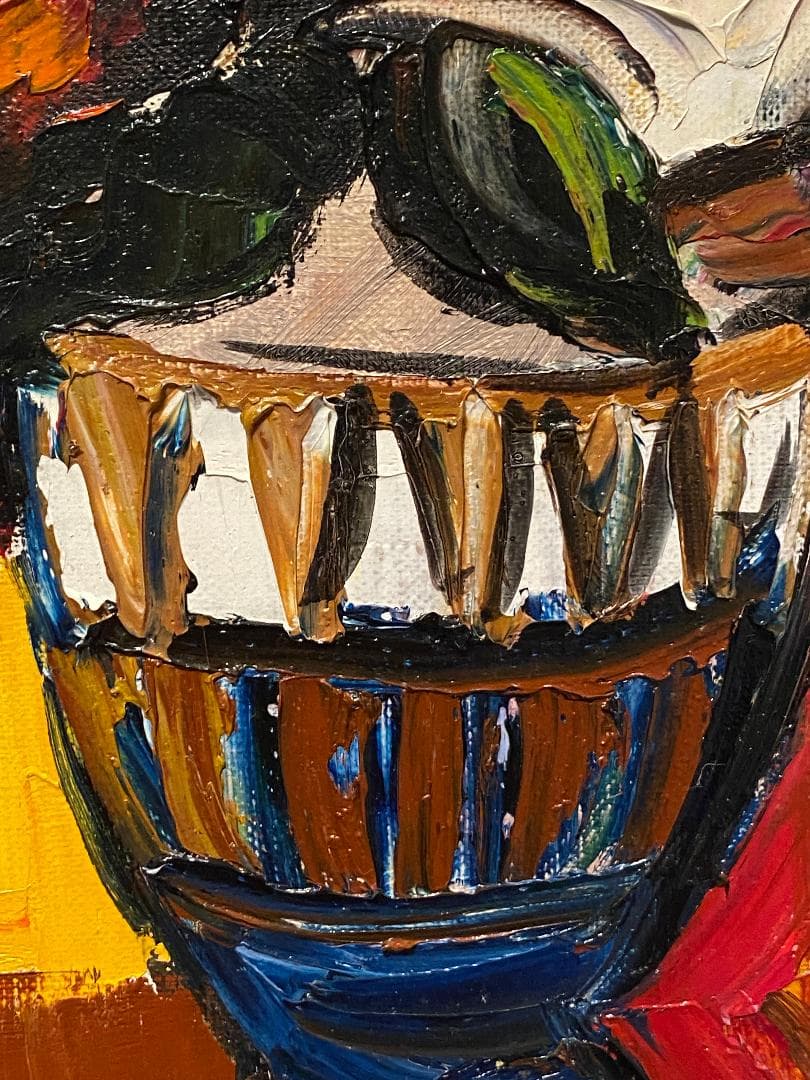 「真作」湯浅洋子「花」静物画　油彩画　額装　サイン有り　F8号