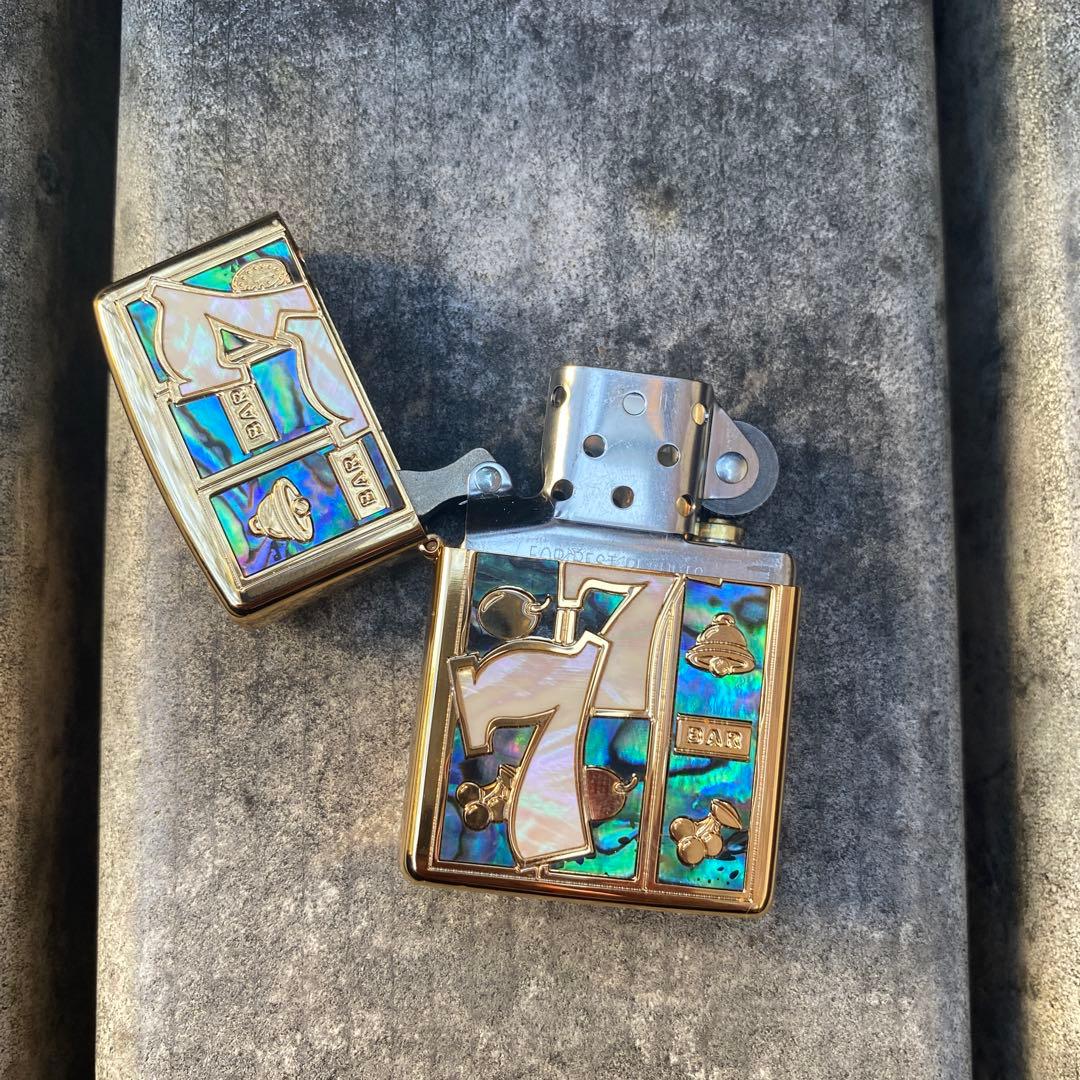 【ZIPPO】ZIPPOライター 777 貝仕様 両面加工 交換電気ユニット