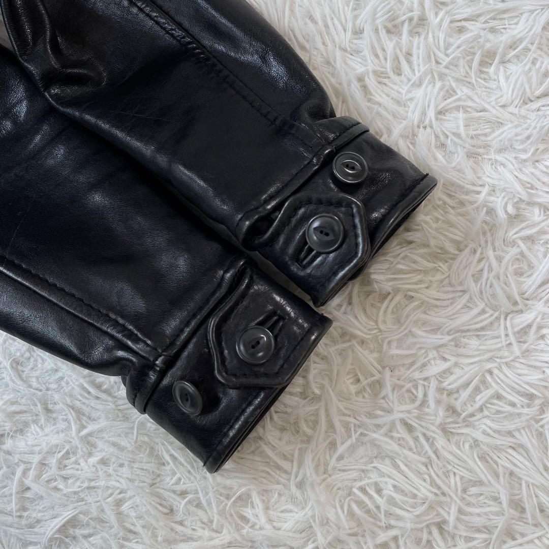 極美品✨ショット トラッカージャケット レザージャケット 牛革 チェック S