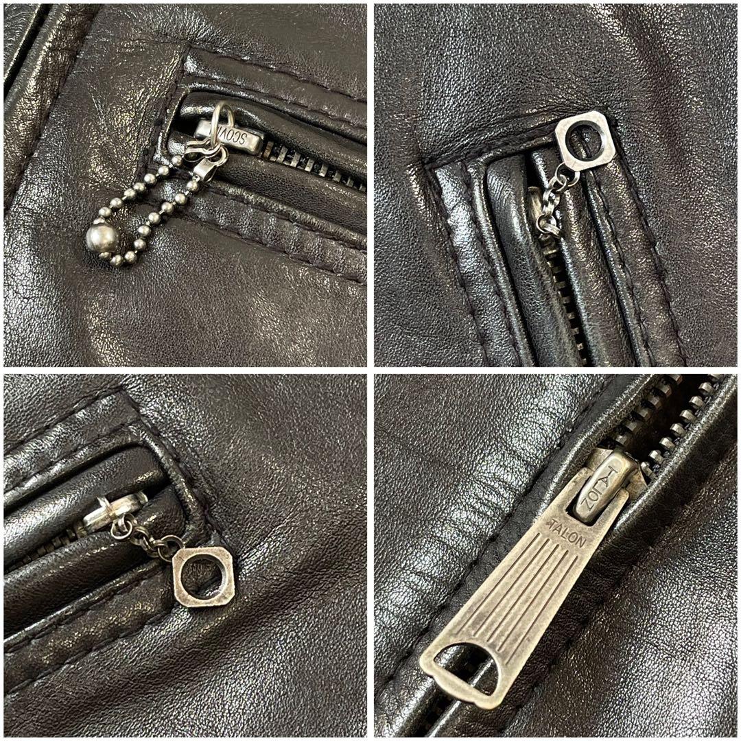 極美品✨ショット トラッカージャケット レザージャケット 牛革 チェック S