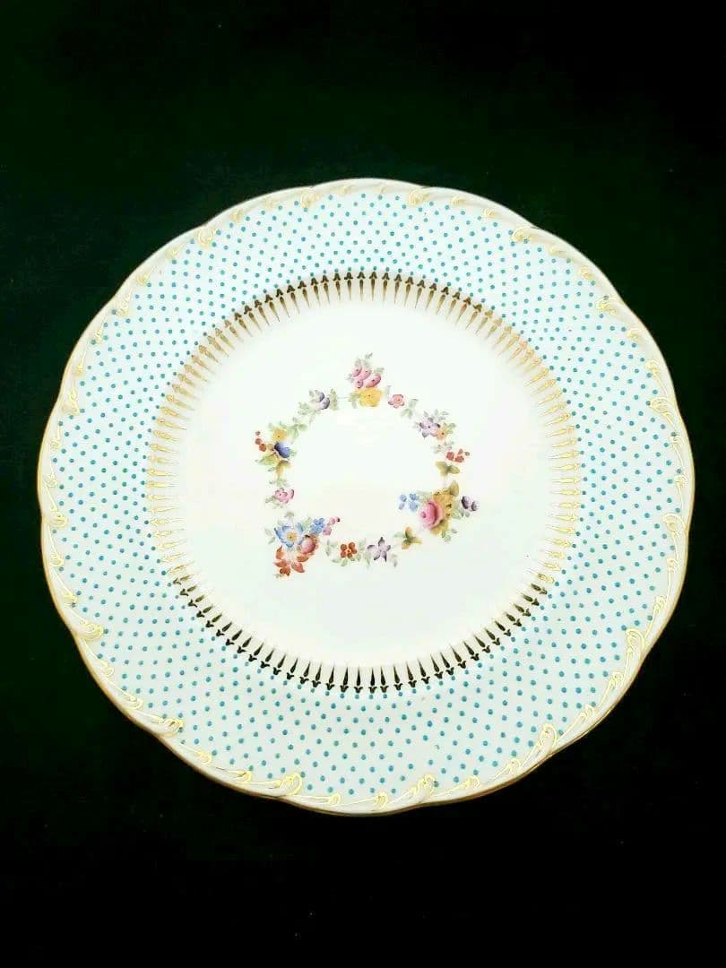 オールドミントン ドットプレート 19世紀 25cm