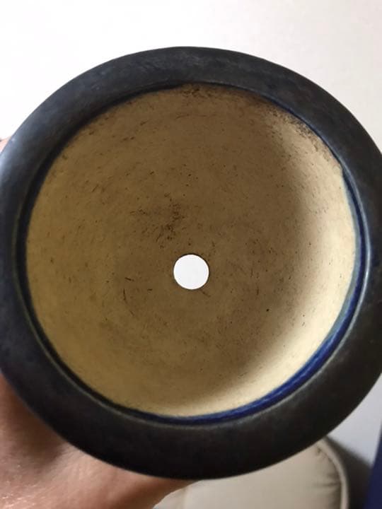 盆栽鉢　時代絵付けミニ盆栽鉢10.5x5.5cm丸雲足池上美豊ん