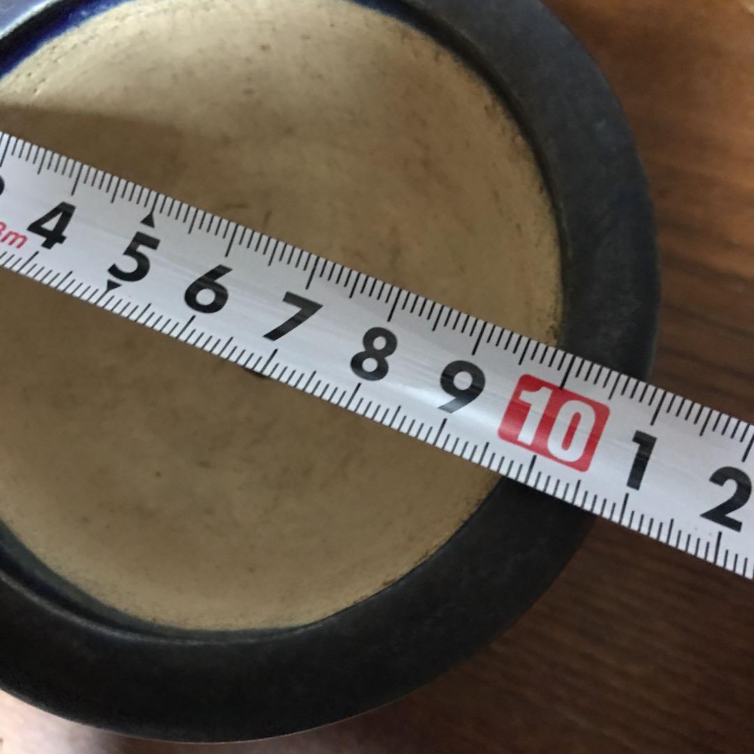 盆栽鉢　時代絵付けミニ盆栽鉢10.5x5.5cm丸雲足池上美豊ん