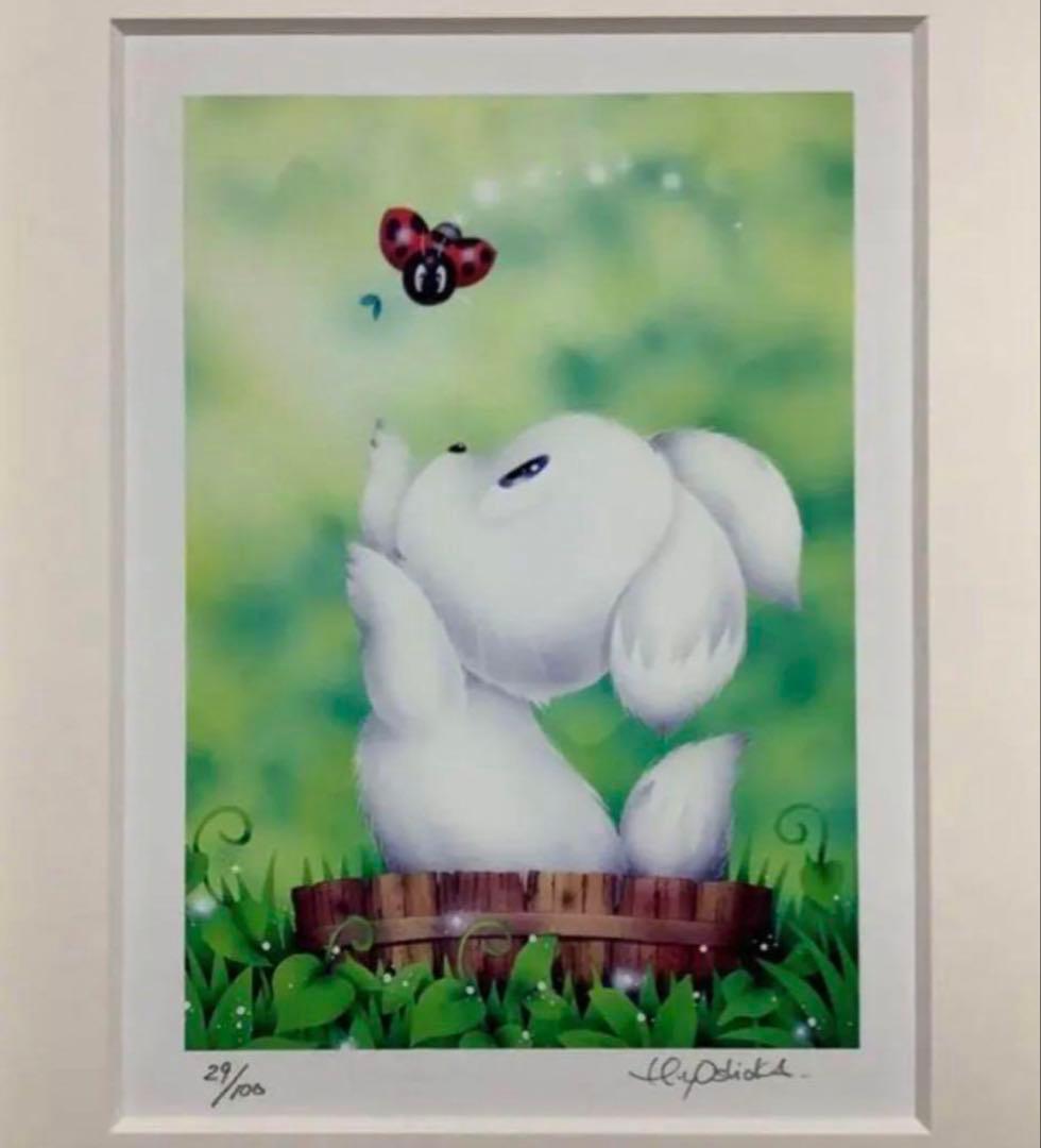 絵画・額縁・版画・芳岡ひでき・可愛い・うさぎ・蝶々・美術品・インテリア・雑貨