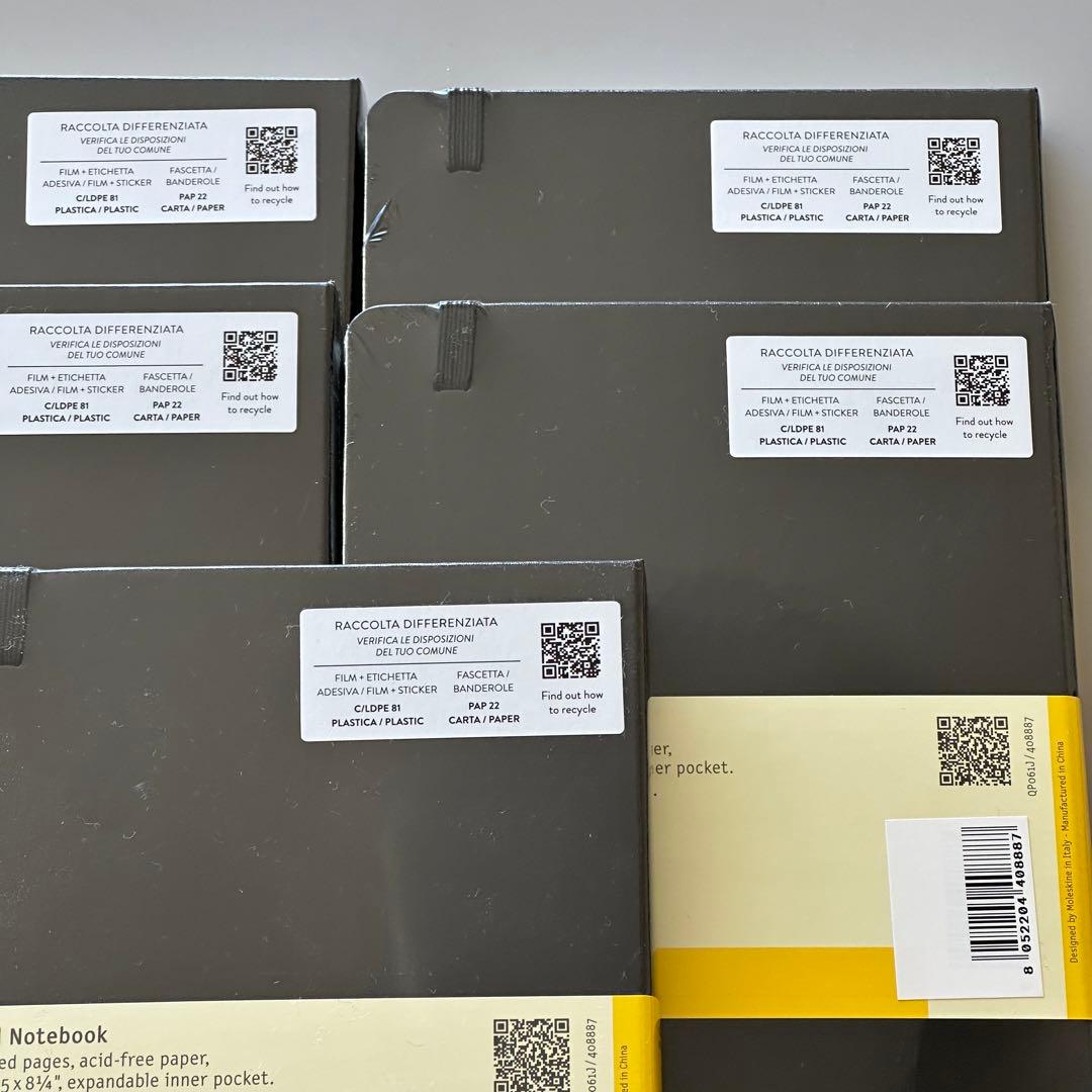 新品5冊セット Moleskine モレスキンノート 方眼