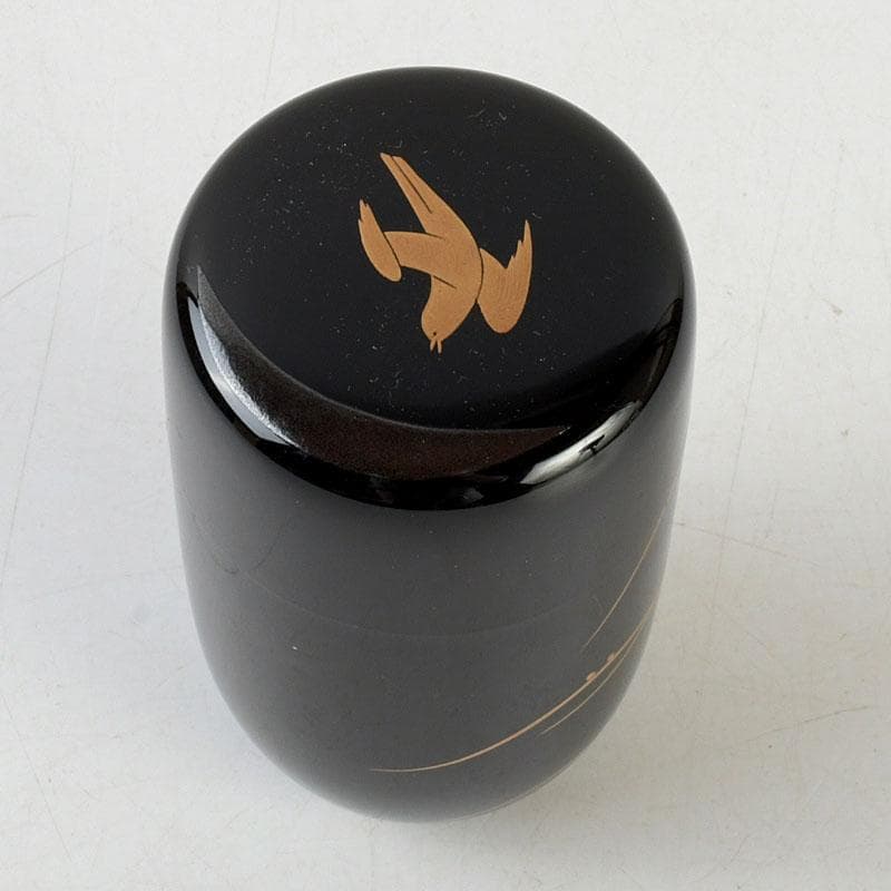 茶道具　中村宗悦作　時鳥蒔絵　長棗　仕覆付　共箱　V　9630