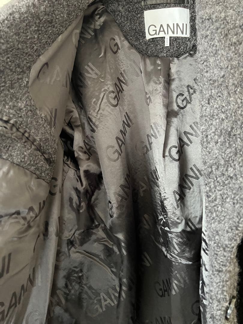 GANNI Recycled wool-blend bouclé coat