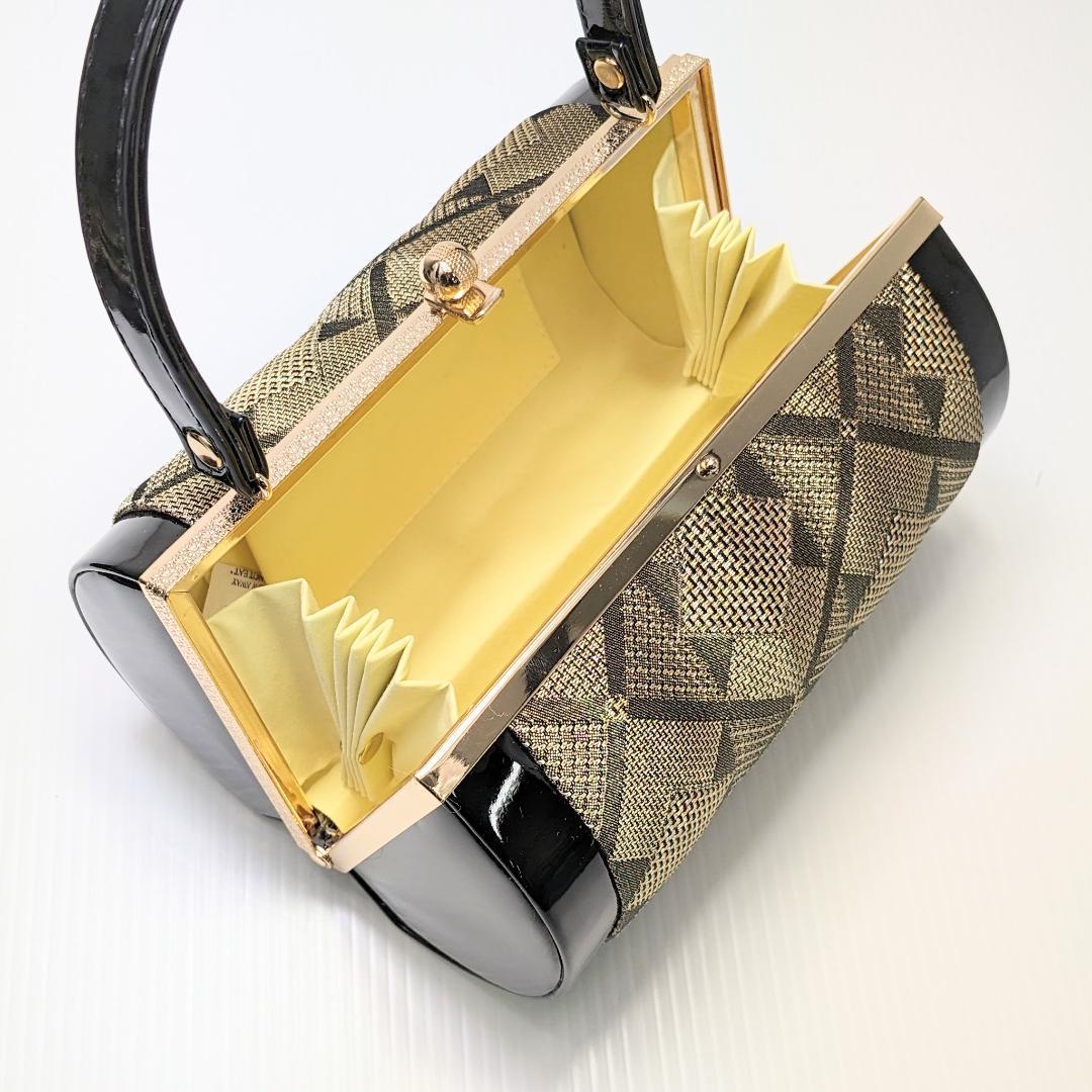 和装 草履バッグセット 帯地 黒×金 3枚芯 フリーサイズ k15-17