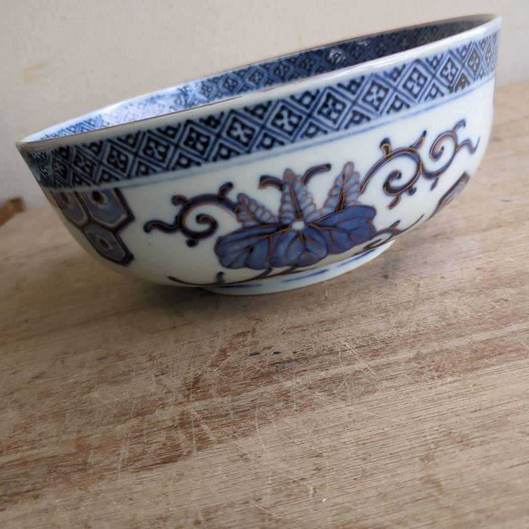 骨董 伊万里 古伊万里 鉢 盛鉢 染め付け 南蛮船 器 陶器 中サイズ