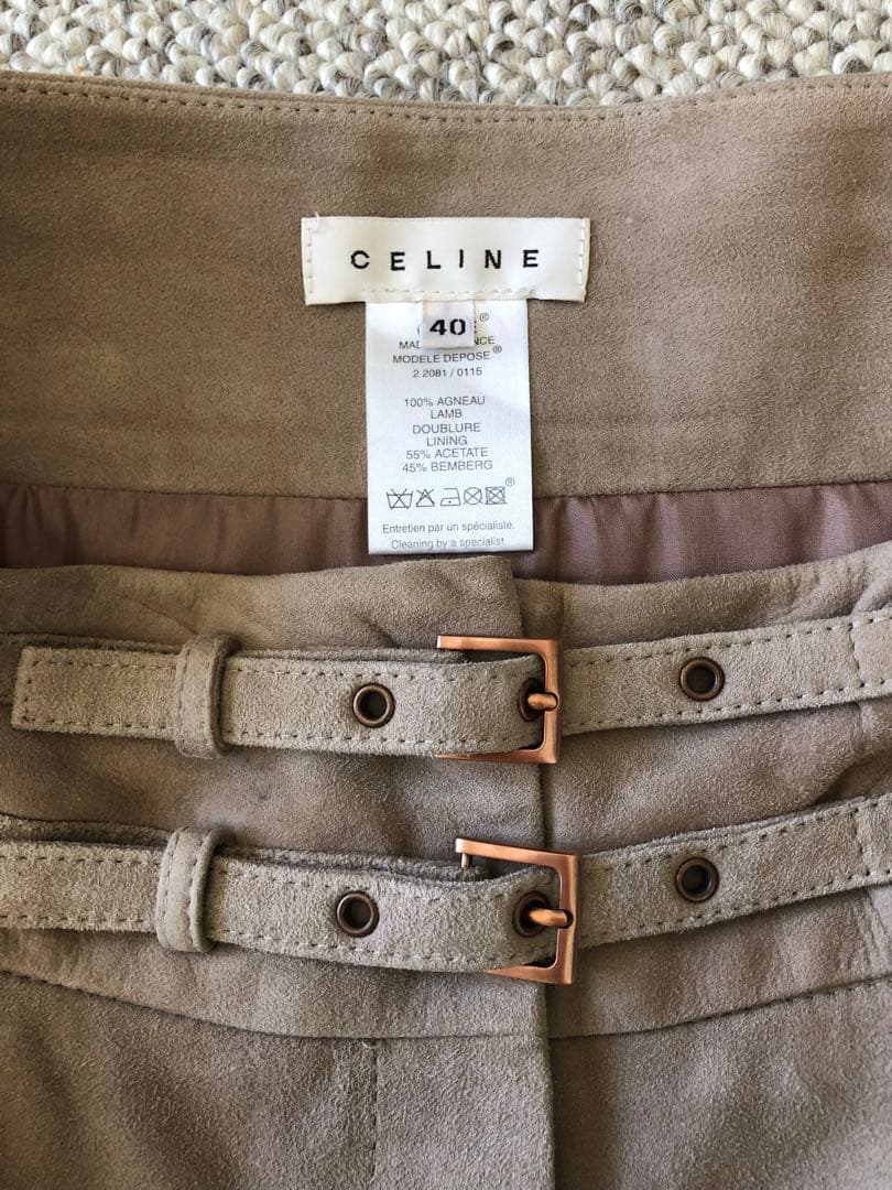 お値下げしました‼️CELINE シープスキン　ベージュ セミタイトスカート