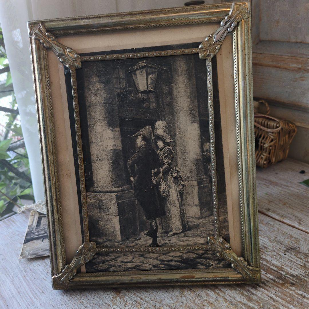 フランス　アンティーク　フレーム　ナポレオン　銅版画　セット　フォトスタンド