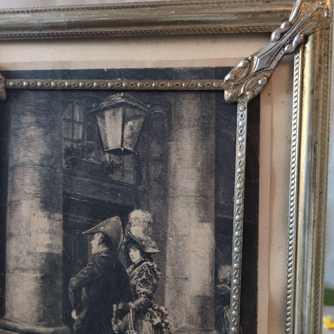 フランス　アンティーク　フレーム　ナポレオン　銅版画　セット　フォトスタンド