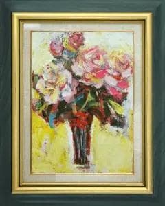 油絵 菅家令子 絵 絵画 インテリア F4-070202 花 ばら