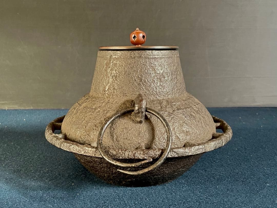 値下げ⭕️「祖」 淡々斎好 車軸釜 岩肌 巻貝鐶付 釜鐶 茶道具 （124B）