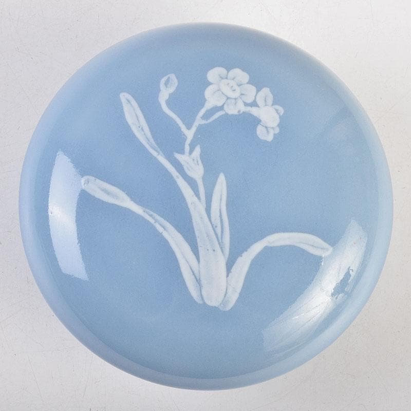 中国　上海西冷印社　花文　景徳鎮製款　光明朱砂印泥　肉池　U　R9153