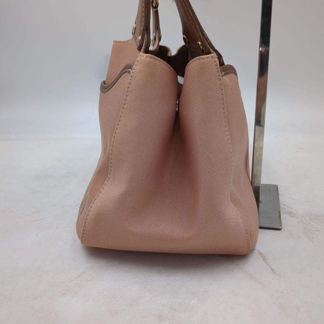 バーバリーブルーレーベル トート ハンドバッグ 金具 ロゴ キャンバス ピンク