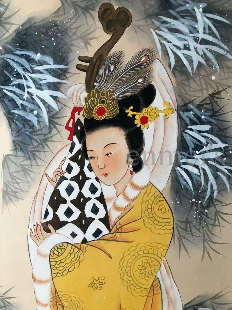 中国古美術・純手描き四尺仕女掛軸・国画・張大千印款・宣紙・茶道・賞物・肉筆・書画