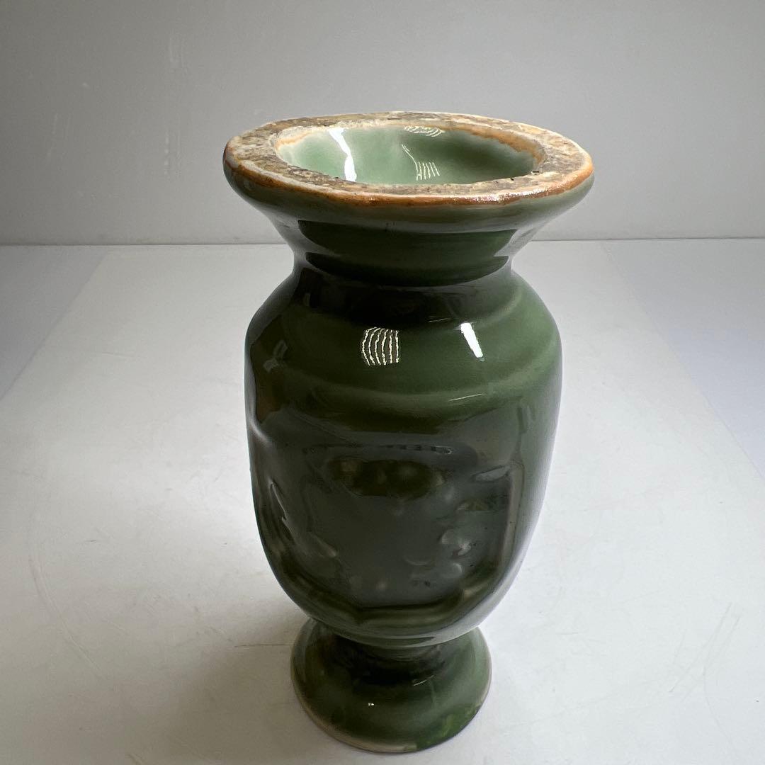 江戸後期　三田青磁燭台　木箱付　高さ16.3㎝ 東Y7-0523②