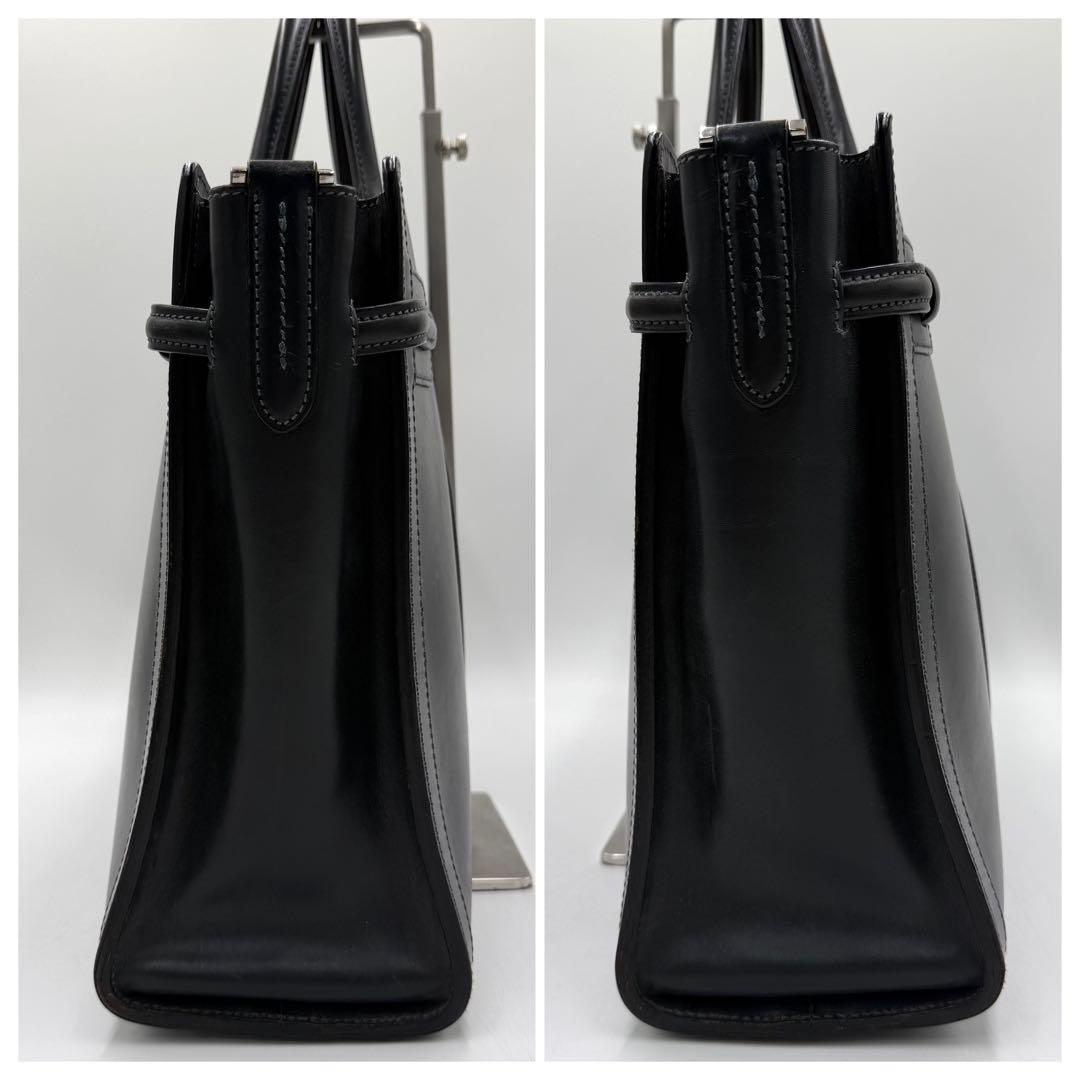 【美品】万双 マンソウ トートバッグ ビジネス ブライドルレザー A4 ブラック