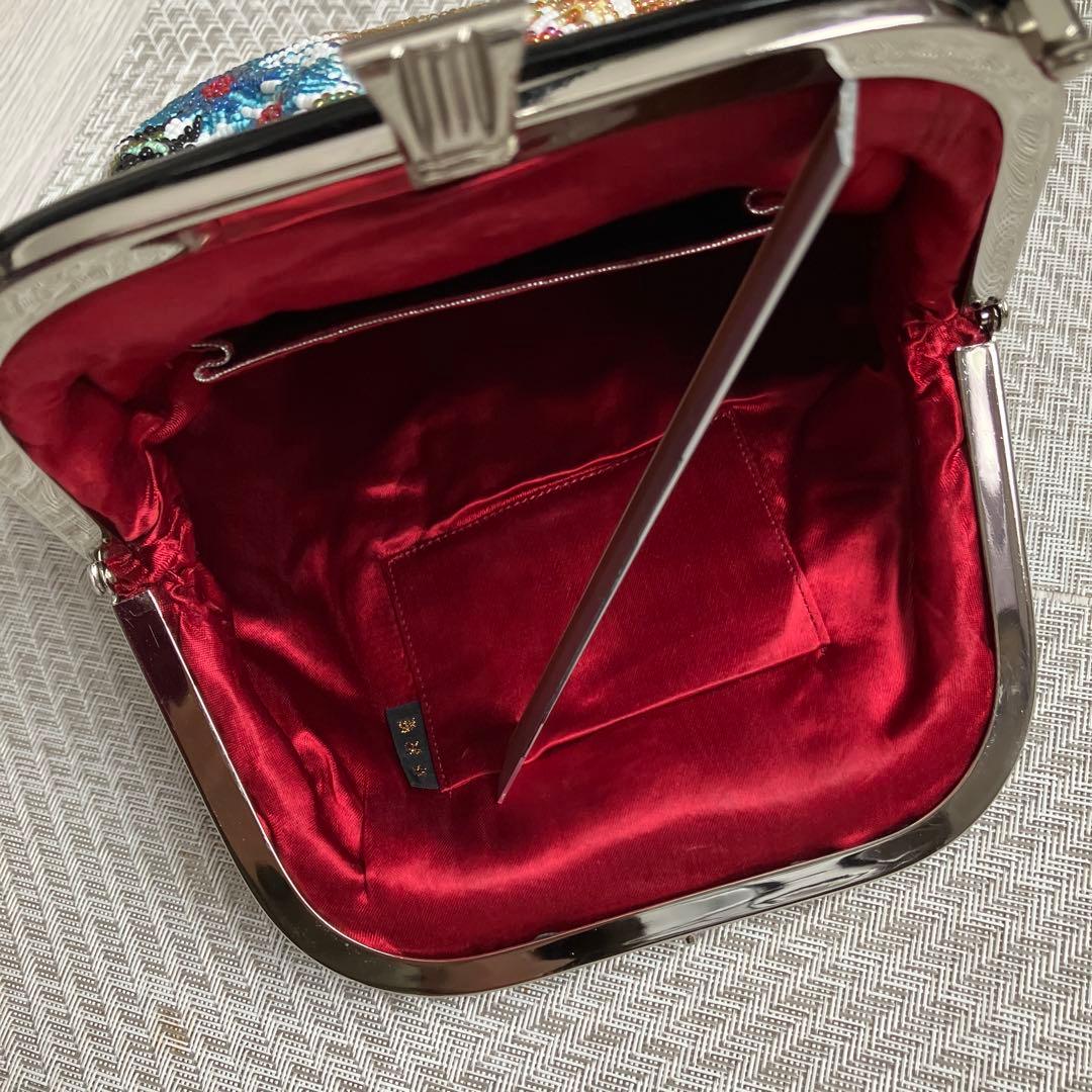 和装小物　ビーズバッグ　総ビーズ　ハンドバッグ　財布付き　鏡付き　アンティーク