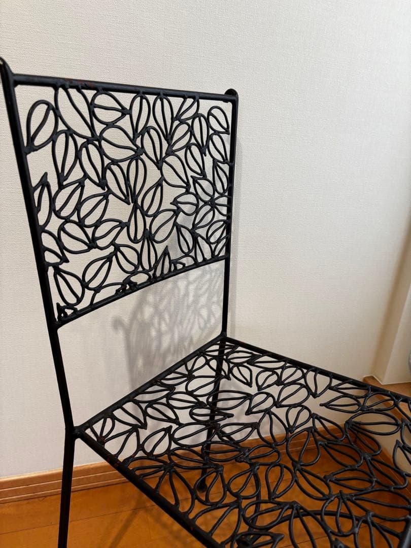 アイアンチェア ヴィンテージ 黒 椅子 Chair ブラック 葉模様椅子