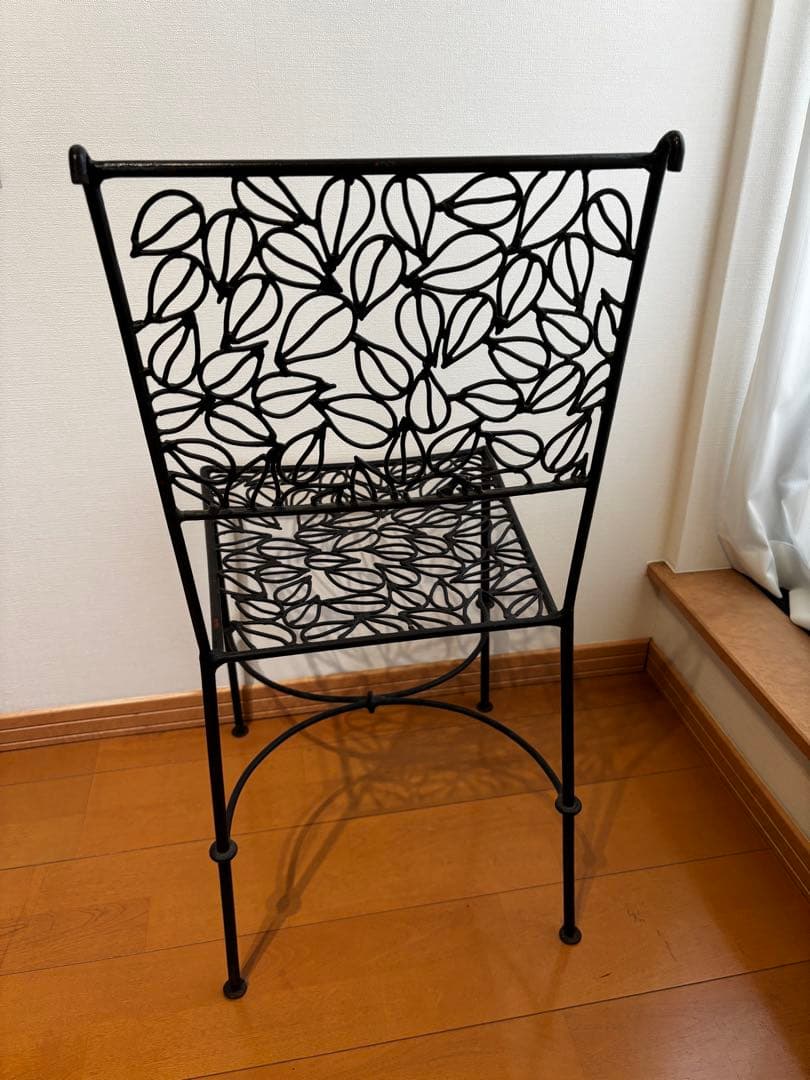 アイアンチェア ヴィンテージ 黒 椅子 Chair ブラック 葉模様椅子
