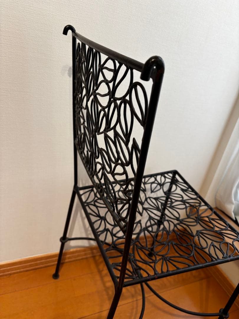 アイアンチェア ヴィンテージ 黒 椅子 Chair ブラック 葉模様椅子