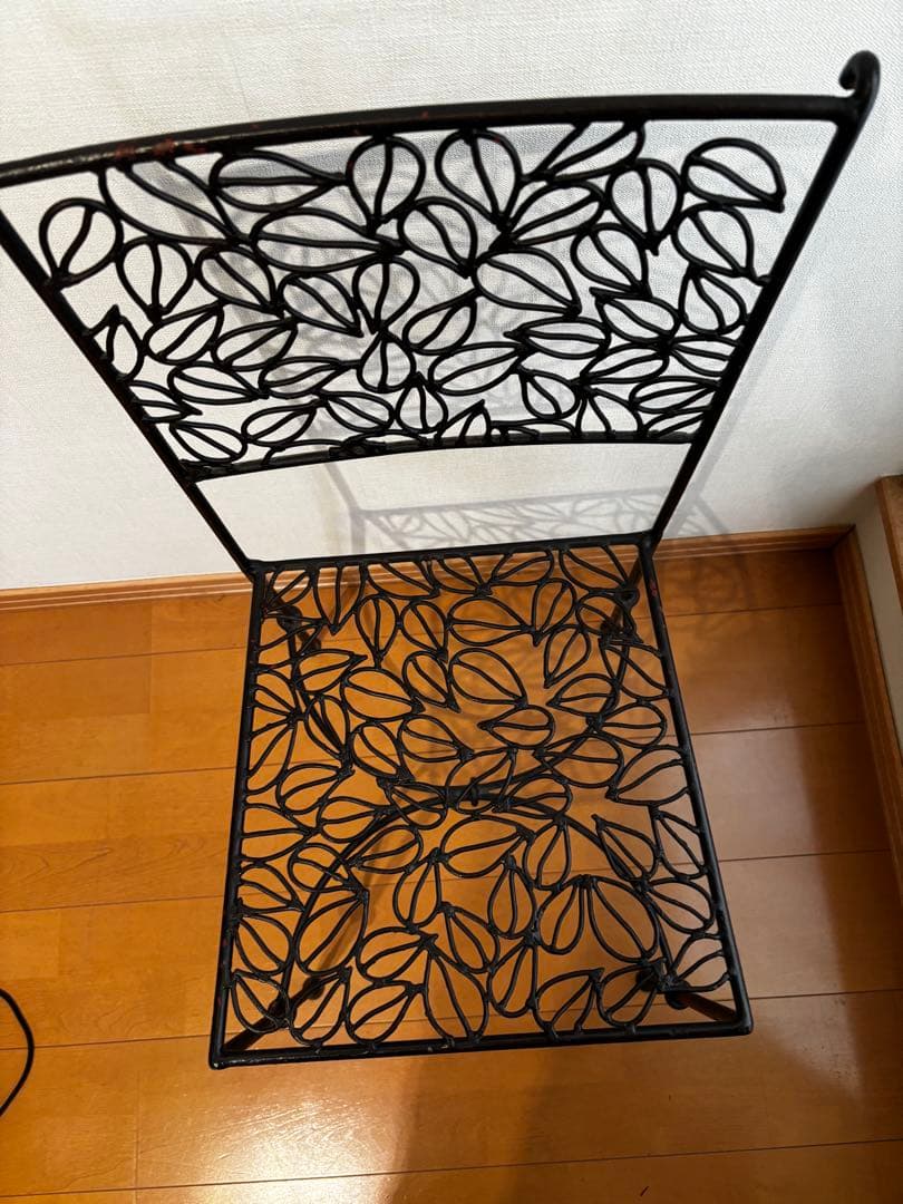 アイアンチェア ヴィンテージ 黒 椅子 Chair ブラック 葉模様椅子