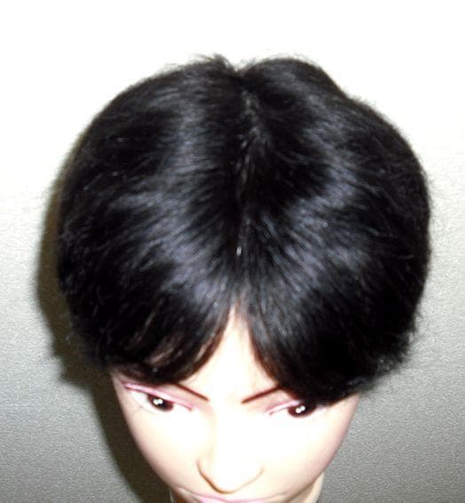 新品　人毛　２2X20㎝　男性部分　かつら　ゆるウエーブ　カット調整済み