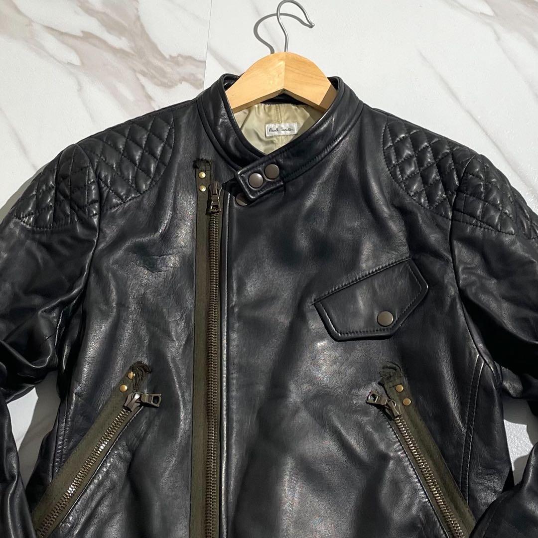 【美品✨】ポールスミス ライダースジャケット キルティング 羊革 黒 L