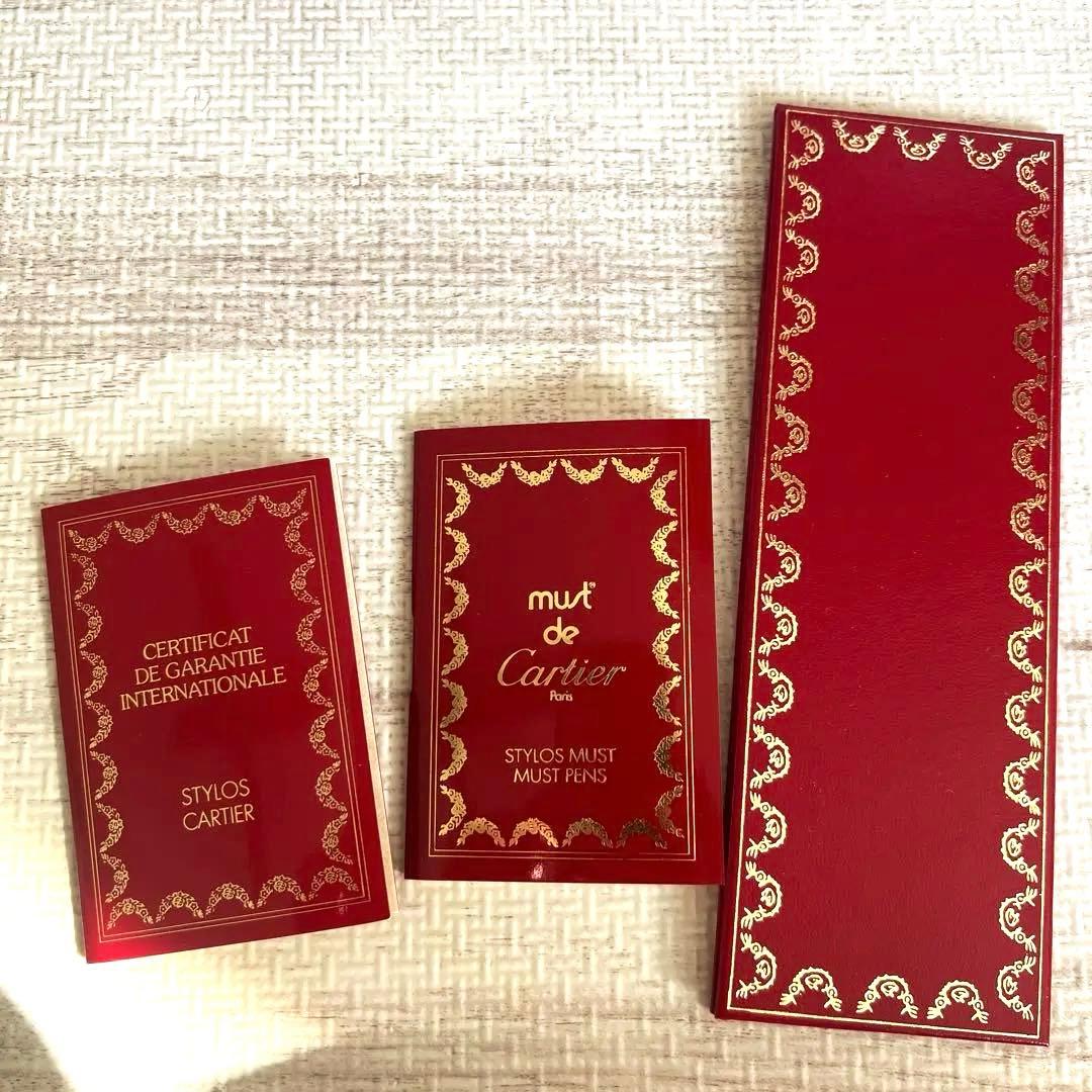 【美品】カルティエ　ボールペン　トリニティ　ゴールド　青インク　ストライプ