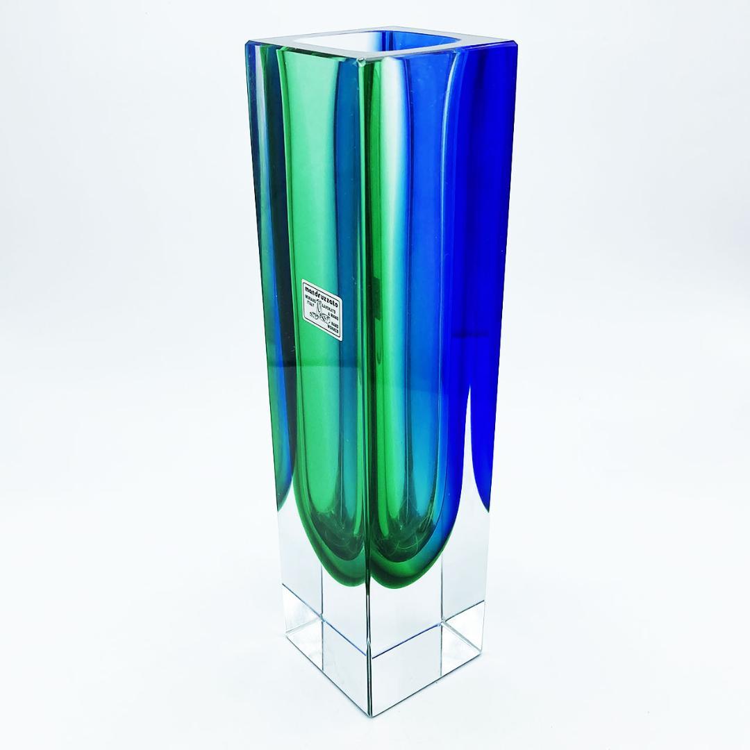 ヴェネチアガラス ムラノ Mandruzzato 花瓶 グリーン＆ブルー
