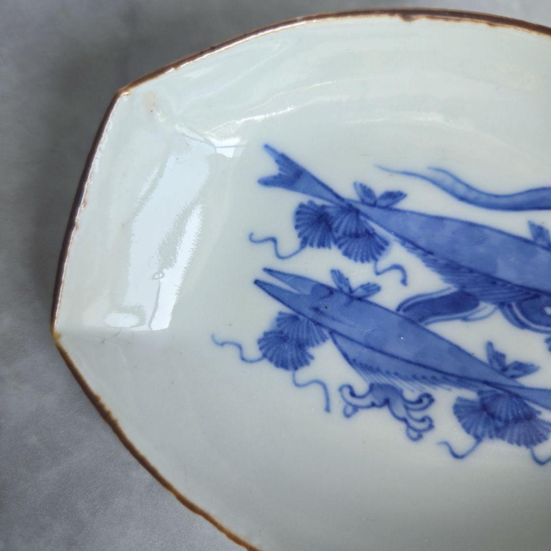 古伊万里　染付　小皿　江戸時代　鮎　香魚　骨董　金直し　金継ぎ　アンティーク