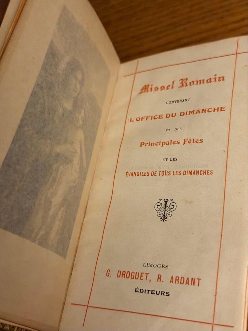 1910年 フランス アンティーク 革張り 典礼書 ミゼル 祈祷書 聖書