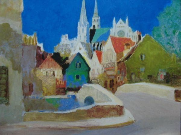 上橋 薫 【シャルトル快晴】 希少画集画、状態良好、新品高級額装付