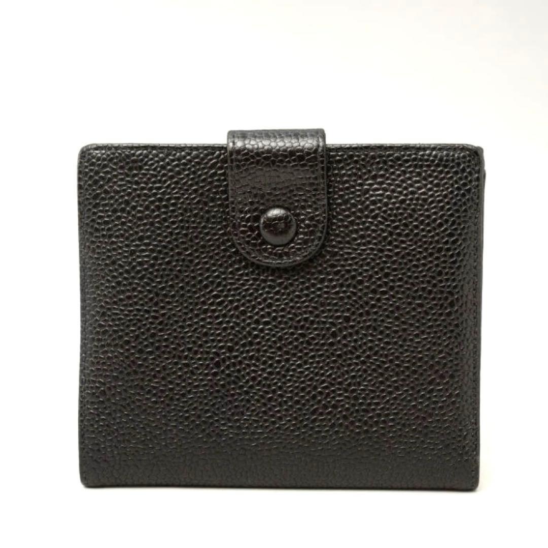 CHANEL　シャネル　キャビアスキン　Wホック　二つ折り財布　コンパクト財布