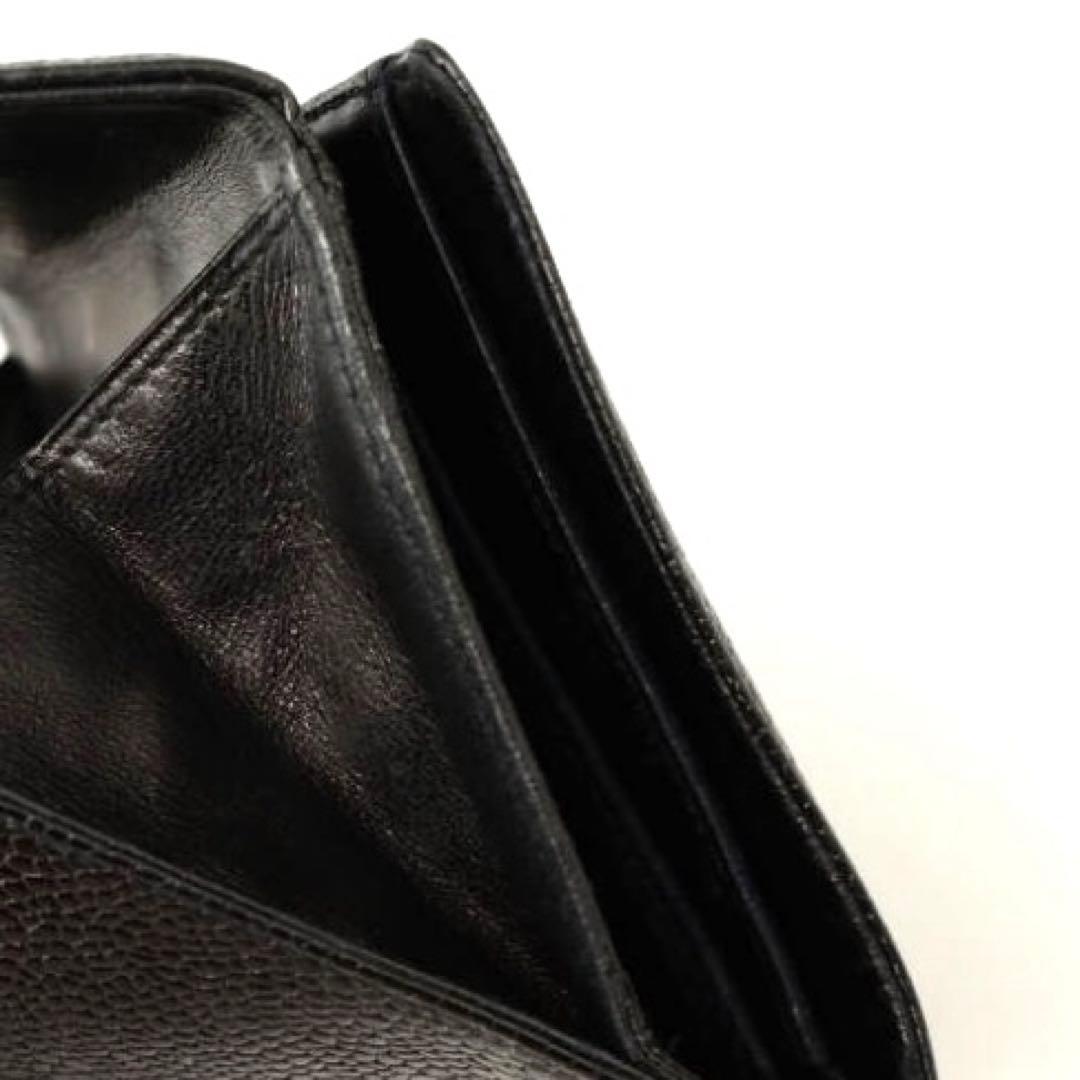 CHANEL　シャネル　キャビアスキン　Wホック　二つ折り財布　コンパクト財布