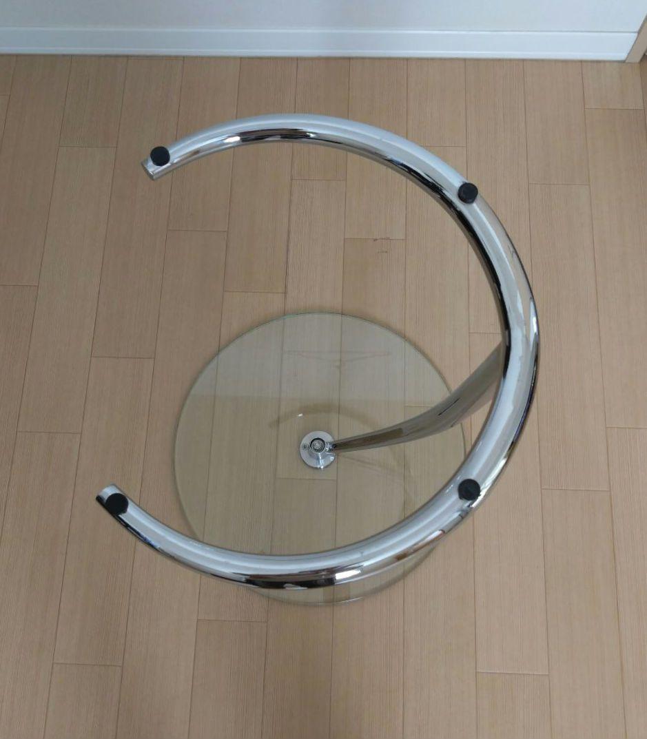 お値下げ　IDC大塚ガラスラウンド サイドテーブル